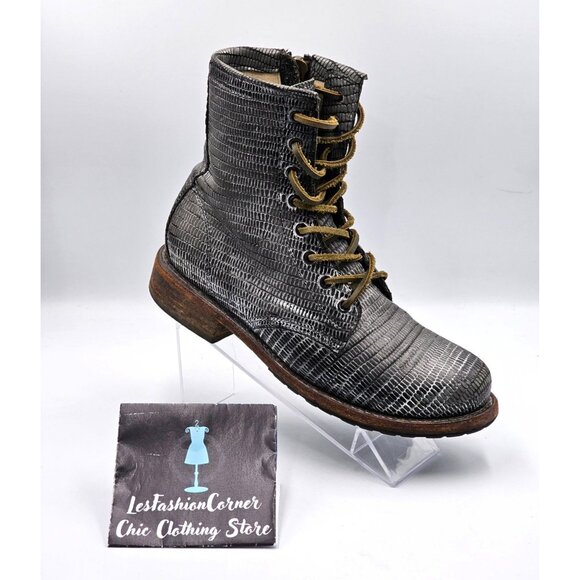 Freebird Women's Gray Textured Leather Manchester Lace-Up Combat Boots Sz 9 2871 - Picture 15 of 16